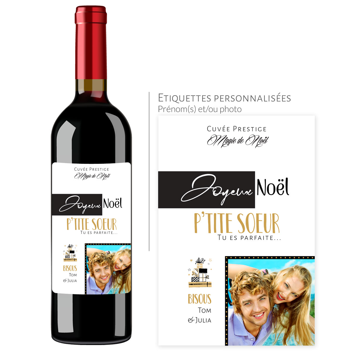 Cadeau noël Petite Soeur | Bouteille personnalisée Tu es parfaite - Vins Rouges Harmonieux pour Chaque Occasion Cadeau noël Petite Soeur | Bouteille personnalisée Tu es parfaite - Vins Rouges Harmonieux pour Chaque Occasion