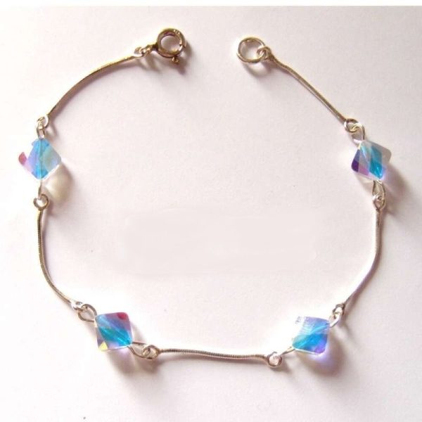 Bracelet femme en argent massif et cristaux aurore boréale - Vins Rouges Harmonieux pour Chaque Occasion