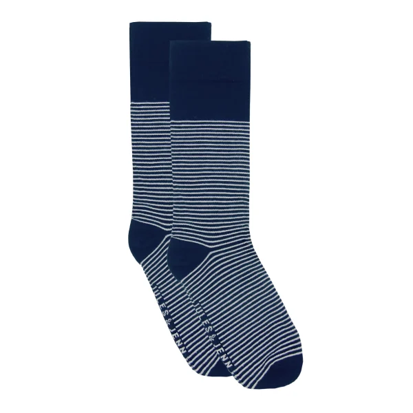 Chaussettes homme rayées coton bleu & gris - Vins Rouges Harmonieux pour Chaque Occasion