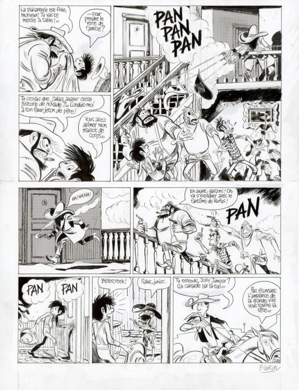 BLUTCH – Les Indomptés – Hommage à Lucky Luke – Planche originale 28 - Vins Rouges Harmonieux pour Chaque Occasion