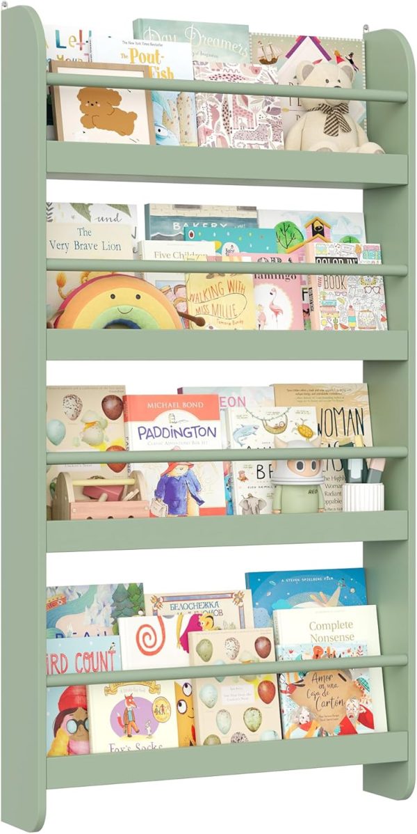 Bibliothèque murale montessori pour enfant avec étagères vertes - Vins Rouges Harmonieux pour Chaque Occasion