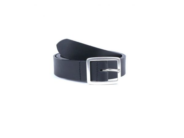 Ceinture cuir noir, boucle double finition satinée 4034 120 cm - Vins Rouges Harmonieux pour Chaque Occasion