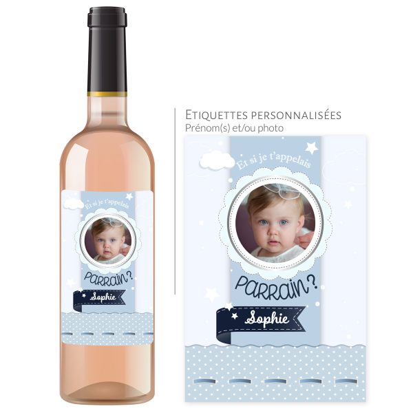 Cadeau baptême | Bouteille personnalisée pour cadeau parrain - Vins Rouges Harmonieux pour Chaque Occasion