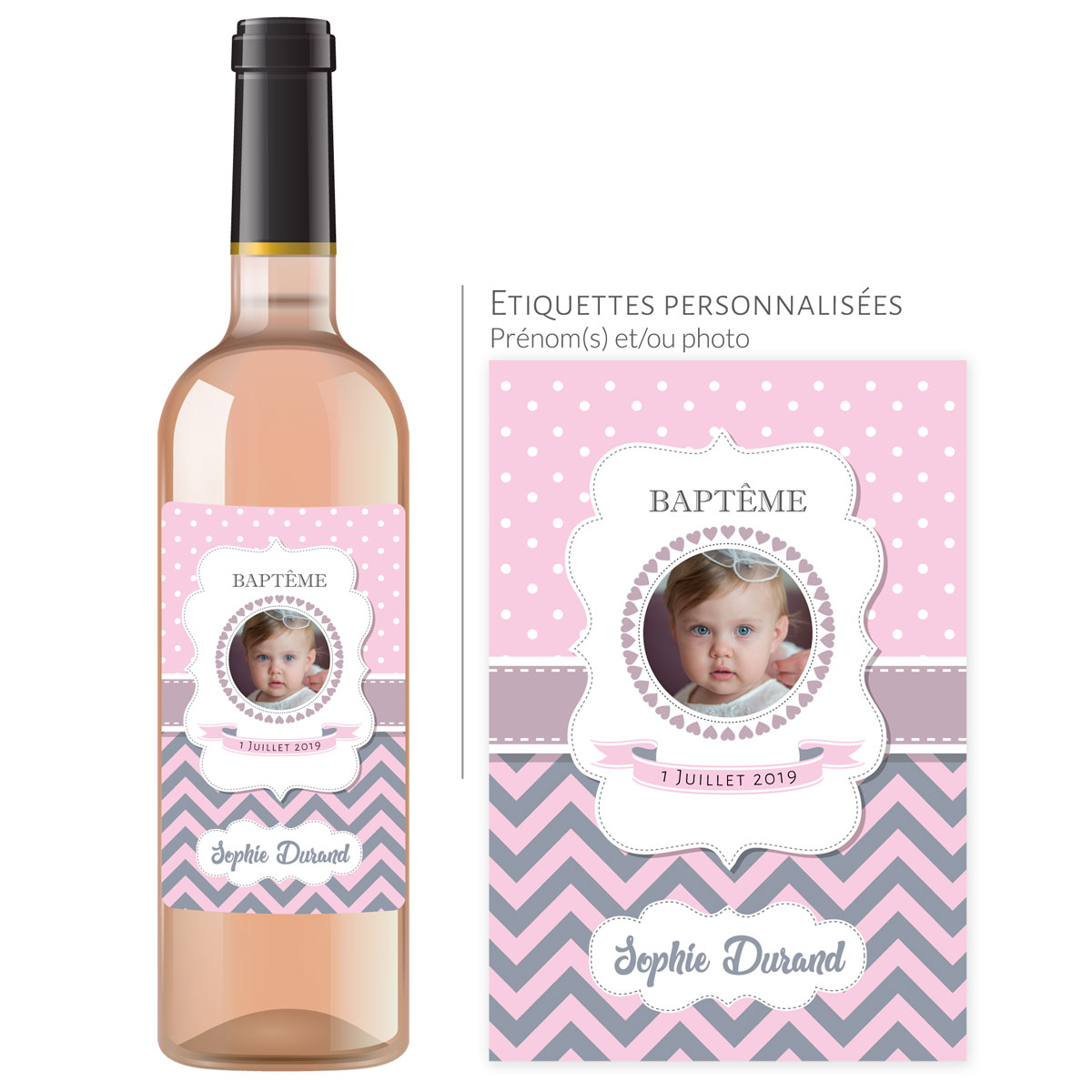 Cadeau baptême | Bouteille personnalisée pour baptême fille - Vins Rouges Harmonieux pour Chaque Occasion Cadeau baptême | Bouteille personnalisée pour baptême fille - Vins Rouges Harmonieux pour Chaque Occasion