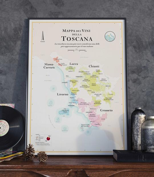 Carte des vins de Toscane 50×70 - Vins Rouges Harmonieux pour Chaque Occasion Carte des vins de Toscane 50×70 - Vins Rouges Harmonieux pour Chaque Occasion