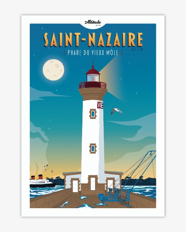 Carte postale Saint-Nazaire – Phare du vieux Môle - Vins Rouges Harmonieux pour Chaque Occasion