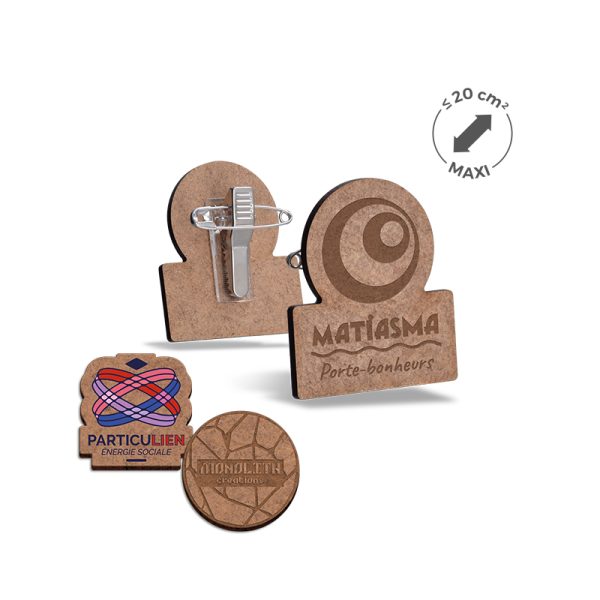 Badge publicitaire 3mm avec pince-épingle maxi 20cm² - Vins Rouges Harmonieux pour Chaque Occasion