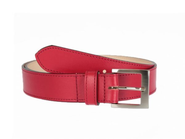 Ceinture cuir doublé rouge, boucle carrée 5046 Choisir - Vins Rouges Harmonieux pour Chaque Occasion