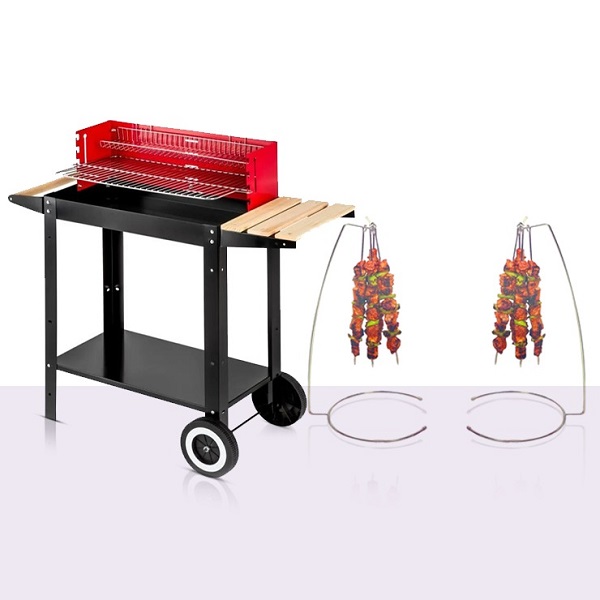 Barbecue à Charbon Wagon + Présentoir A Brochettes - Vins Rouges Harmonieux pour Chaque Occasion