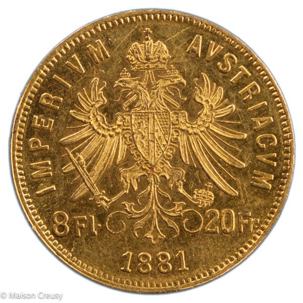 Autriche 8 florin 20 francs 1881 Vienna - Vins Rouges Harmonieux pour Chaque Occasion