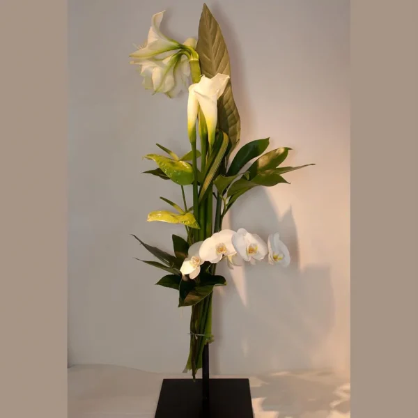 Bouquet Hauteur Graphique Blanc et Vert - Vins Rouges Harmonieux pour Chaque Occasion