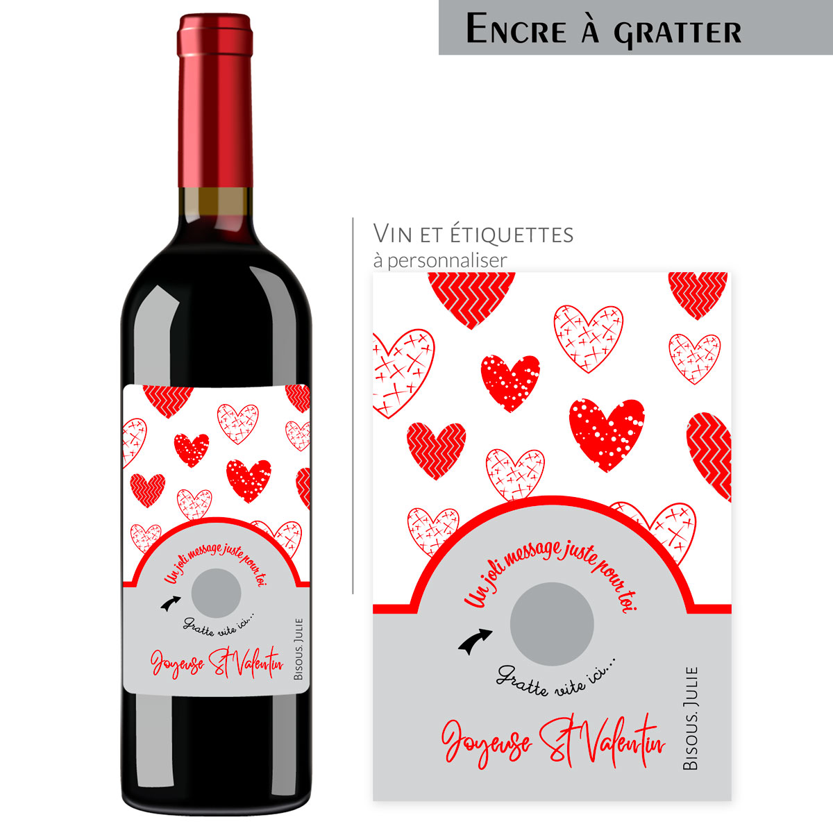 Cadeau St Valentin | Bouteille personnalisée message juste pour toi - Vins Rouges Harmonieux pour Chaque Occasion Cadeau St Valentin | Bouteille personnalisée message juste pour toi - Vins Rouges Harmonieux pour Chaque Occasion
