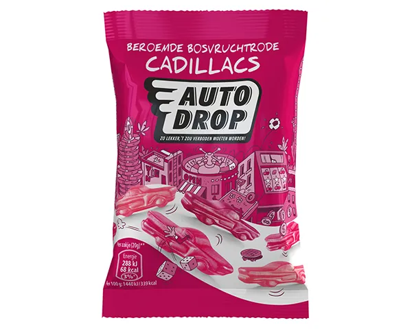Autodrop Bosvruchtrode Cadillacs zakje (16x 20gr) - Vins Rouges Harmonieux pour Chaque Occasion